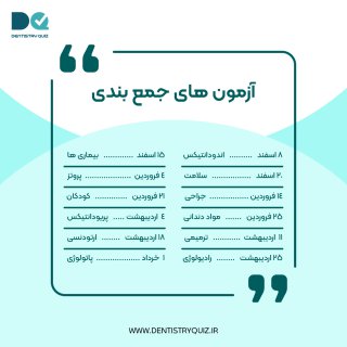برنامه آزمون های  جمع بندی